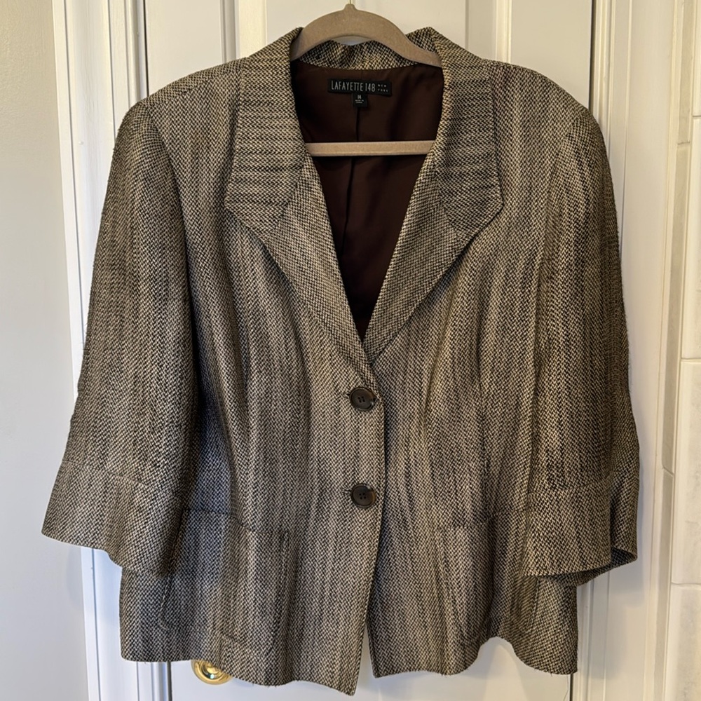 Lafayette 148 New York Tweed Linen Suit Jacket
